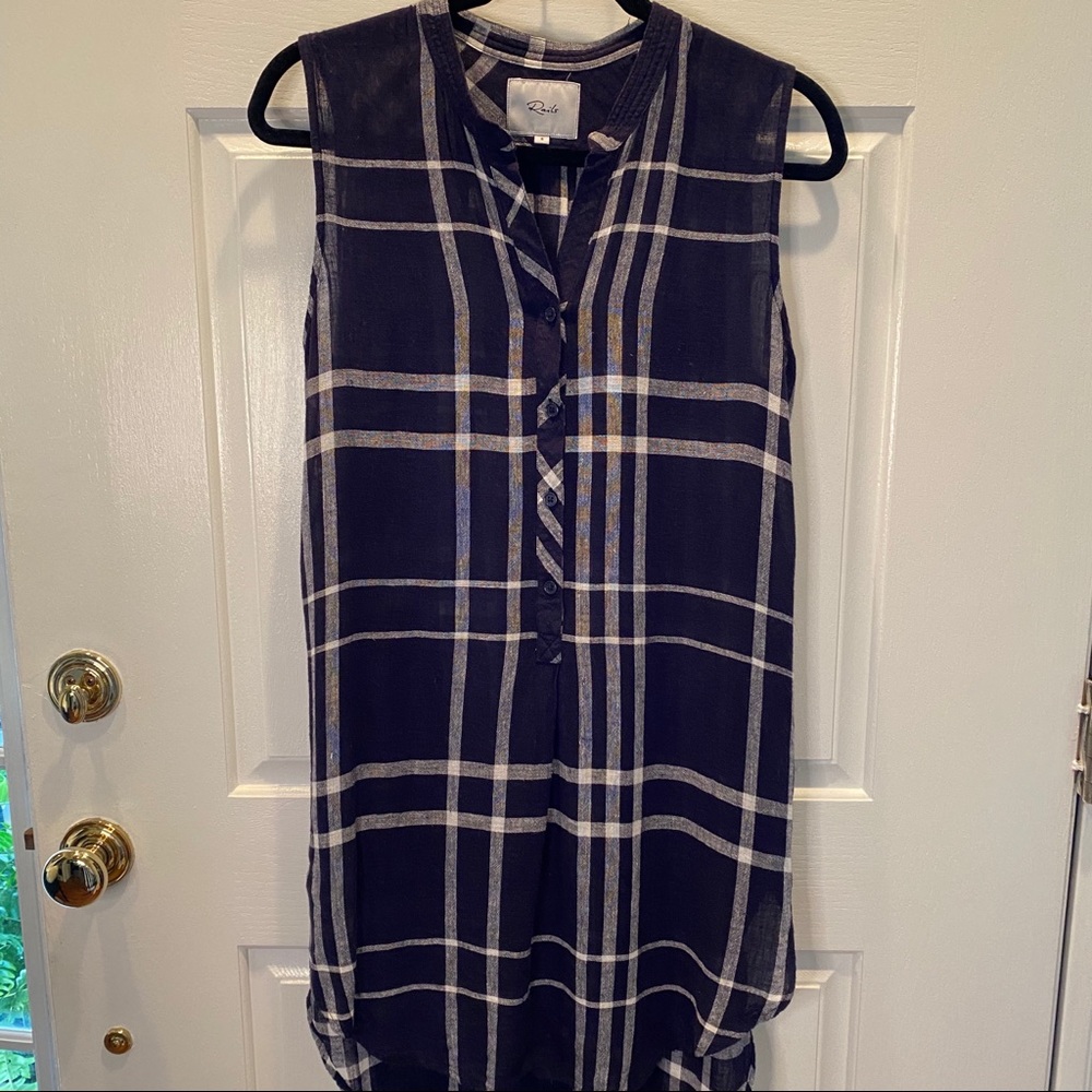 Rails Blue and White Sleeveless Top
